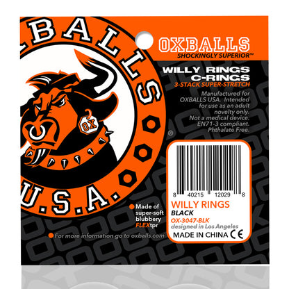 Oxballs Willy Rings 3-Pack Cockrings – Black