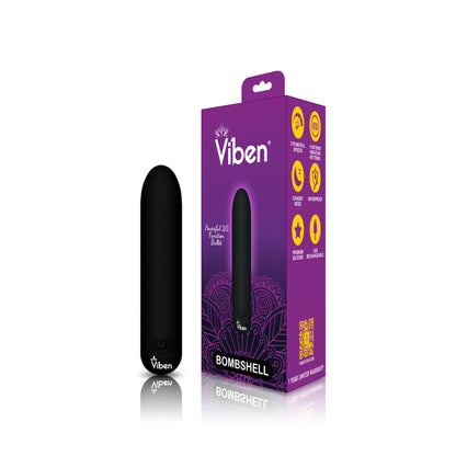 Viben Bombshell Flexible Bullet - Black - 20 Function Waterproof Vibrator
