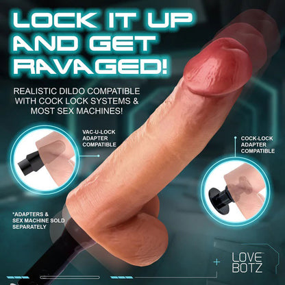 XR Brands 8" Cock Lock Dildo with Balls - Realistic Design in Light Color
