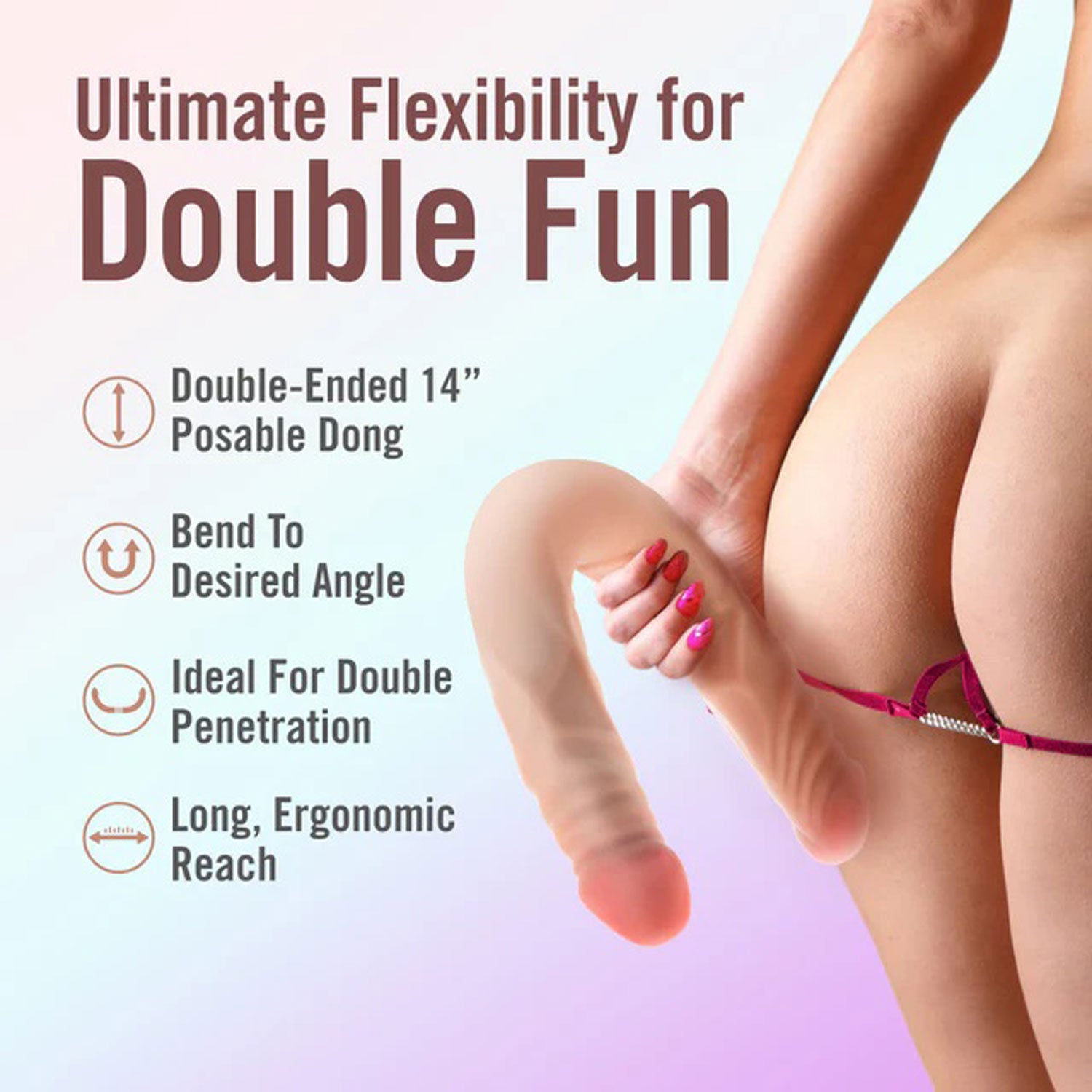 Dr. Skin Plus 14-Inch Posable Double Dong - Beige