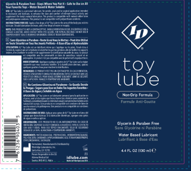 I.D. Lubricants Toy Lube 4.4 Fl Oz Bottle - No-Drip Formula - Clear