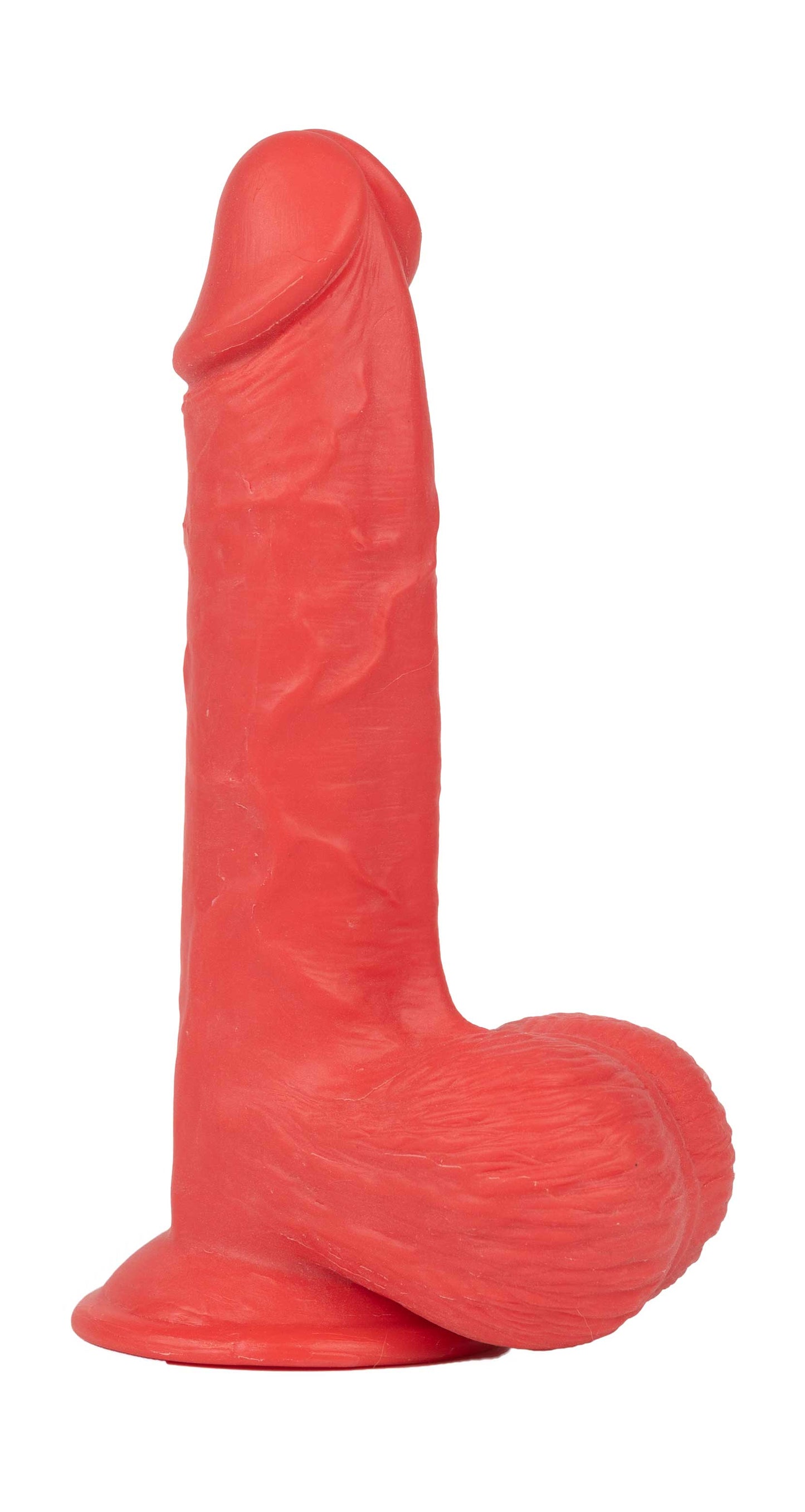 Real Skin Mr. Ruby 7.5" Dual Layer Dildo - Red - Realistic, Waterproof, Suction Cup
