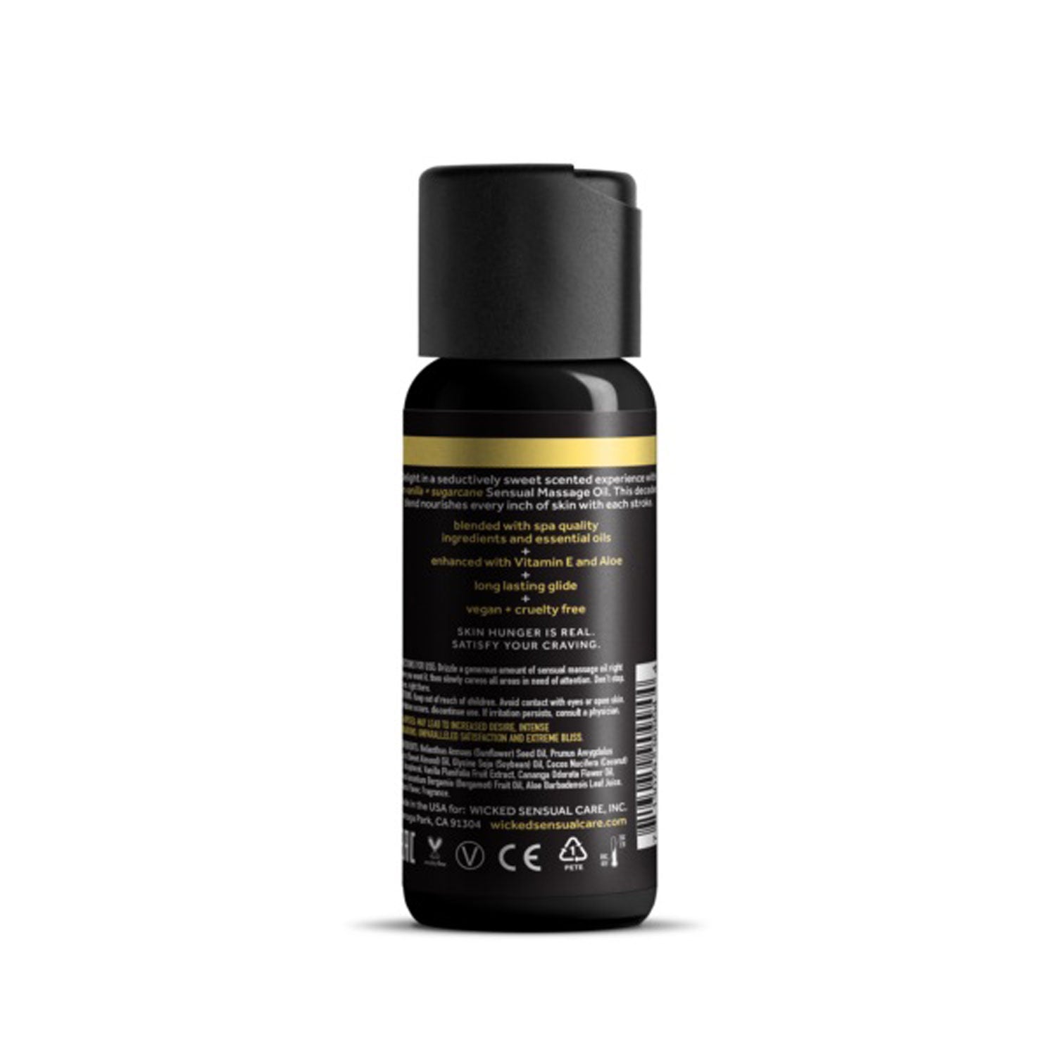 Wicked Sensual Care Vanilla + Sugarcane Massage Oil 4oz - Nourishing Blend