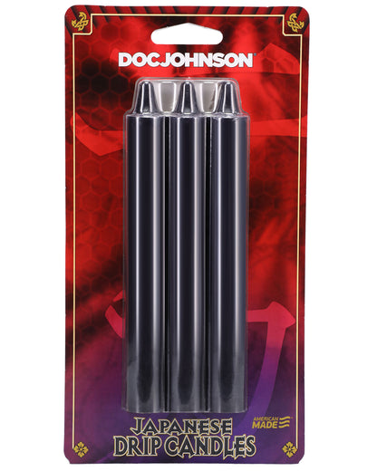 Doc Johnson Japanese Drip Candles - 3 Pack - Black - Non-Toxic Wax for Hot Wax Play