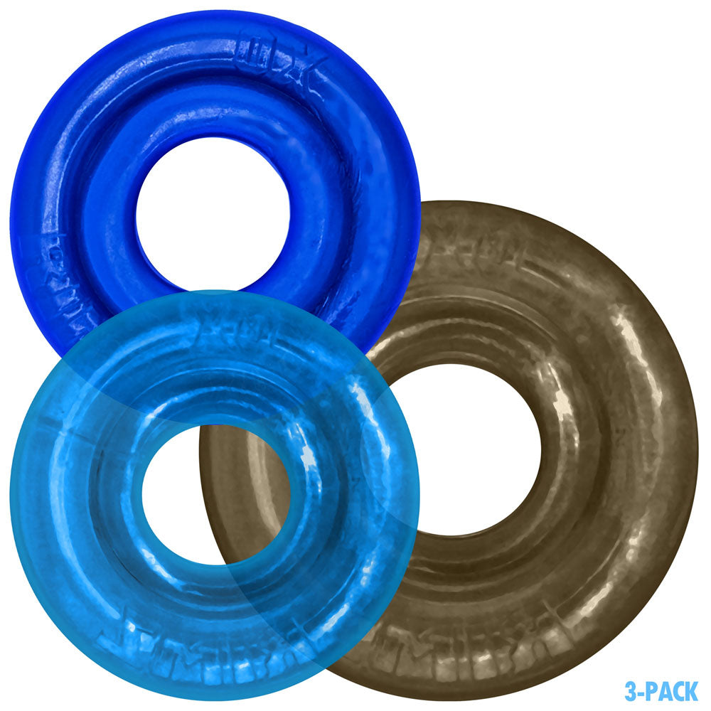 Oxballs Rimringz Multi Size 3 Pack Cockrings – Blue