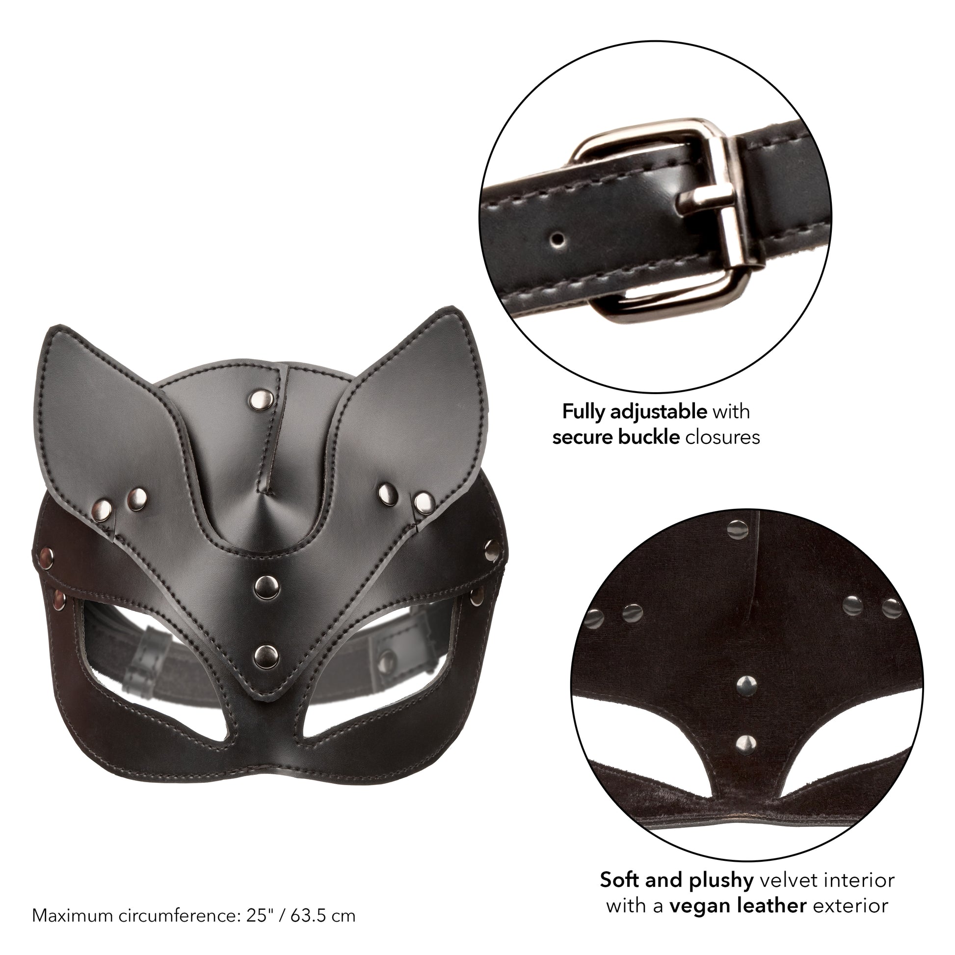 CalExotics Euphoria Collection Cat Mask – Black – Adjustable with Secure Buckle