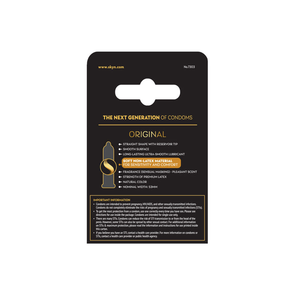 Skyn Original Non-Latex Lubricated Condoms – Enhanced Sensitivity – 3 Pack