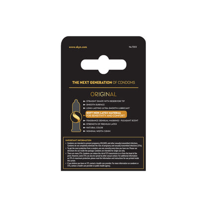 Skyn Original Non-Latex Lubricated Condoms – Enhanced Sensitivity – 3 Pack