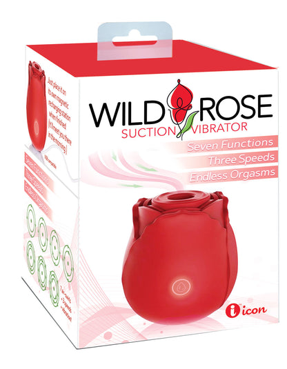 Wild Rose Suction Vibrator - Red - Multi-Function, Waterproof, Rechargeable