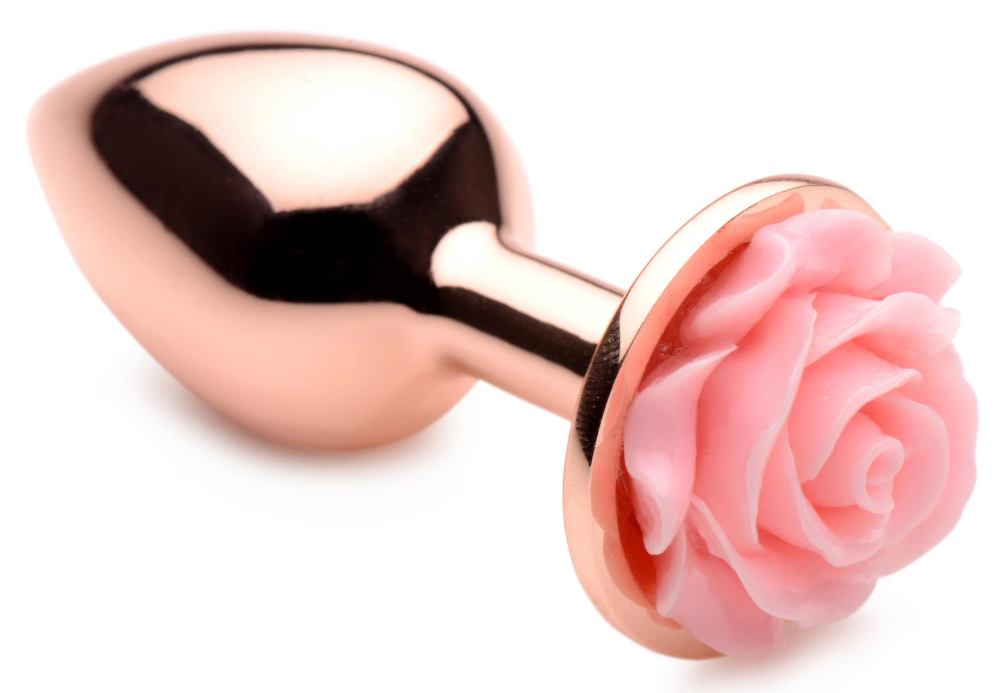 XR Brands Pink Rose Gold Anal Plug - Small - Nickel-Free Aluminum - Temperature Play