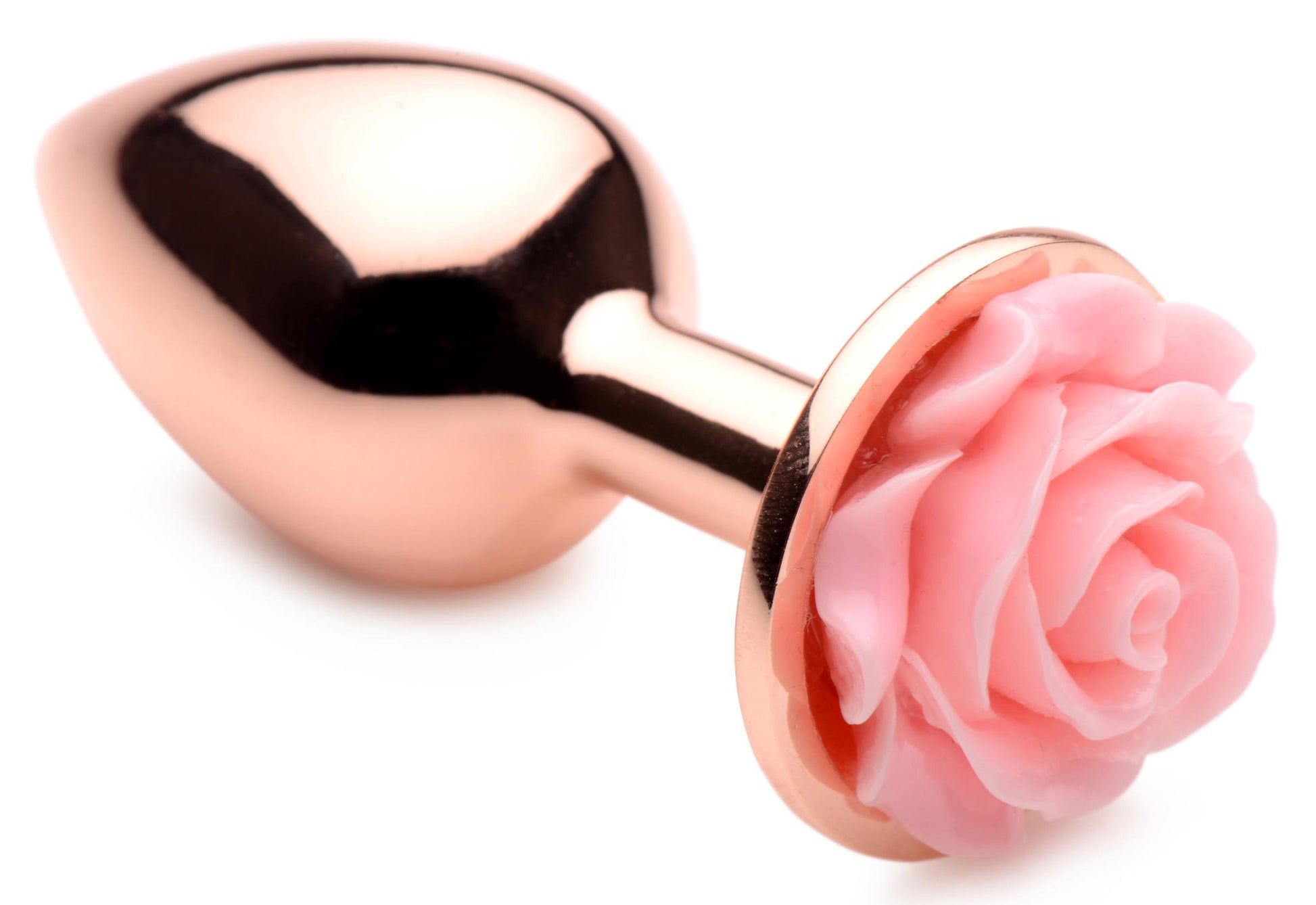 XR Brands Pink Rose Gold Anal Plug - Small - Nickel-Free Aluminum - Temperature Play
