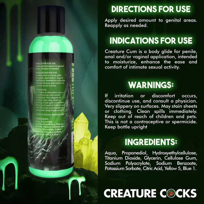 XR Brands Creature Cum Green Water-Based Lubricant 8oz – Body-Safe, Non-Staining
