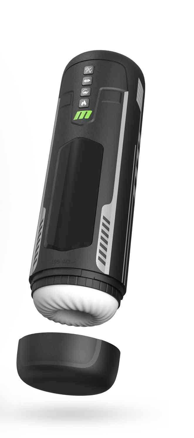 M for Men Master Blaster Automatic Male Masturbator with Vibrating and Warming Features - Black