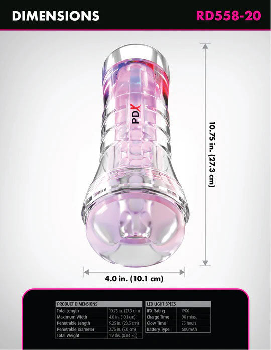 Pipedream Elite Viewtube XXL See-Thru Ez-Grip LED Stroker – Clear