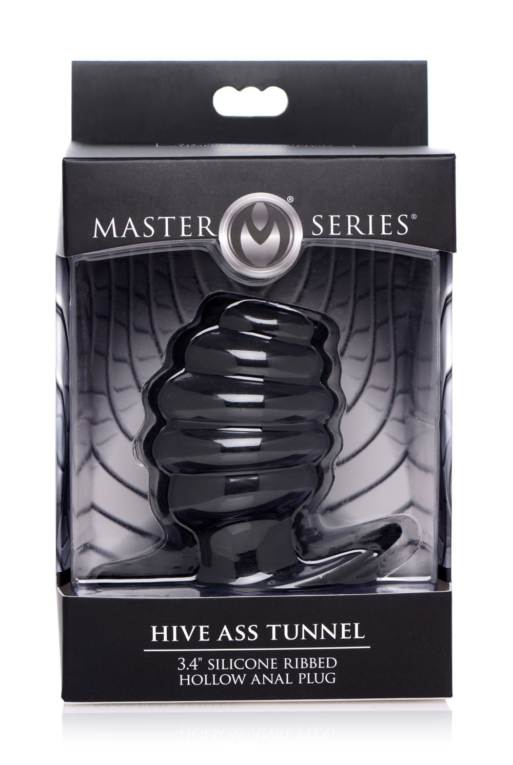 Hive Ass Tunnel Silicone Ribbed Hollow Anal Plug - Medium - Black