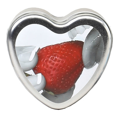 Earthly Body Edible Heart Candle - Strawberry - 4 Oz - 3-in-1 Massage Oil