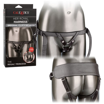 CalExotics Regal Princess Harness - Pewter - Adjustable Comfort with Probe Rings