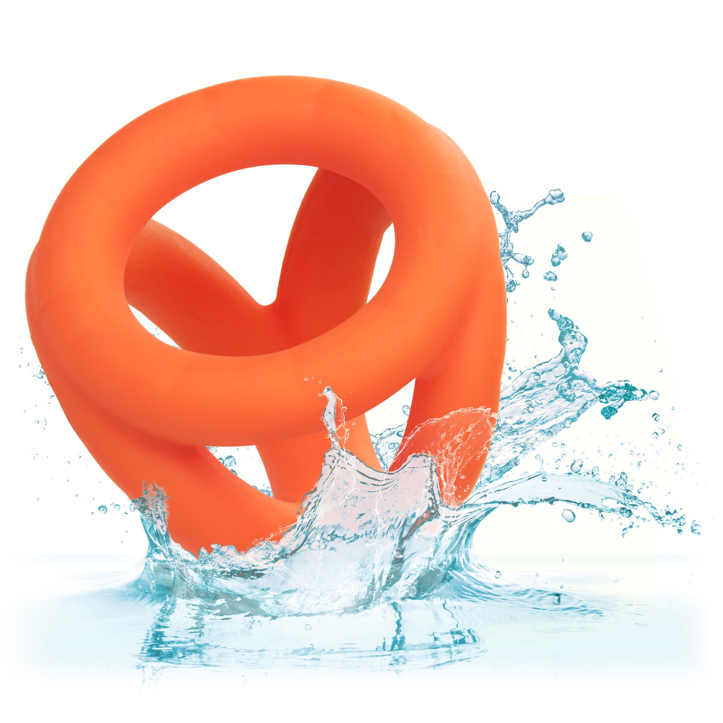 CalExotics Alpha Liquid Silicone Tri-Ring - Orange - Triple Ring Cock and Scrotum Enhancer