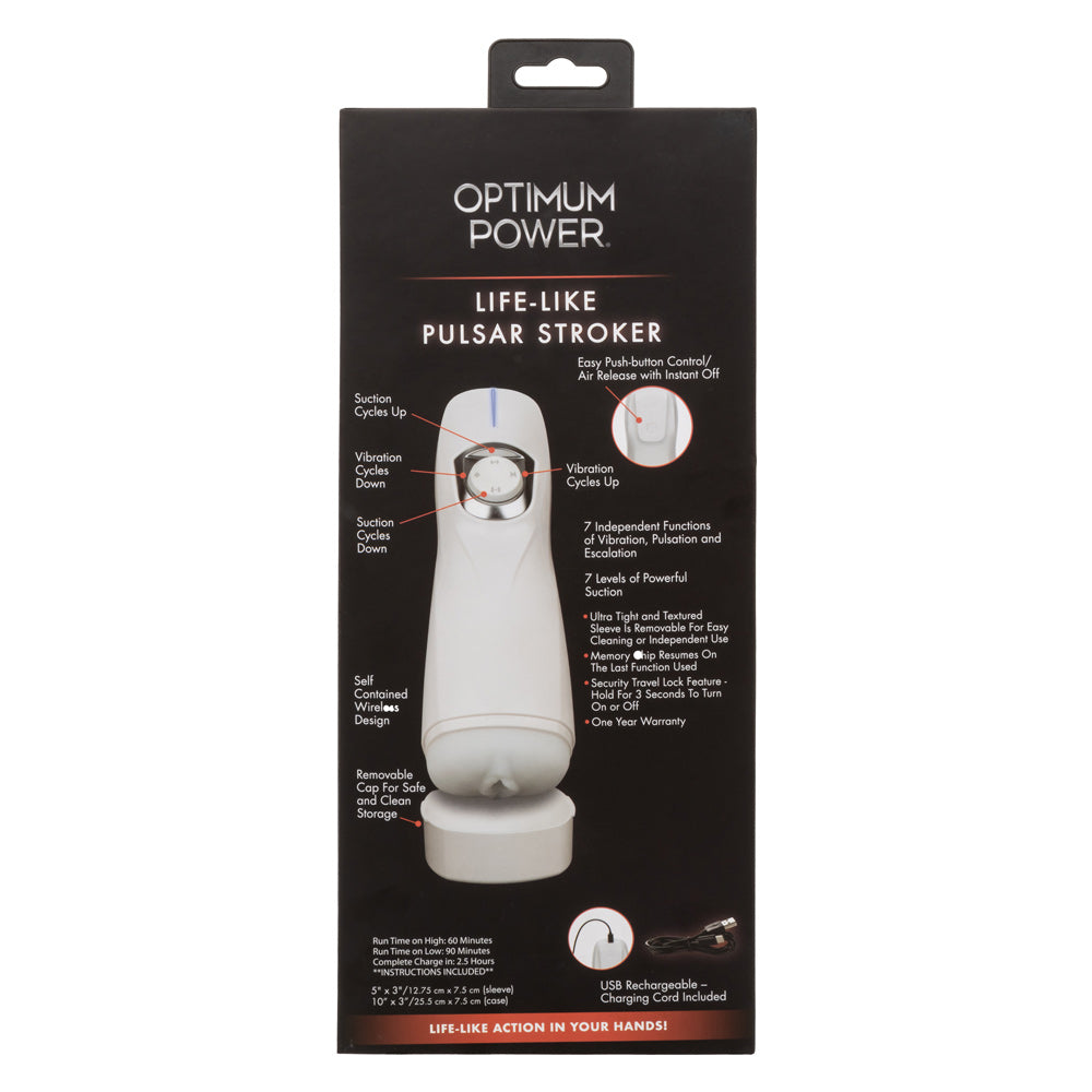 CalExotics Optimum Power Life-like Pulsar Stroker - White - Multi-Function Rechargeable Device