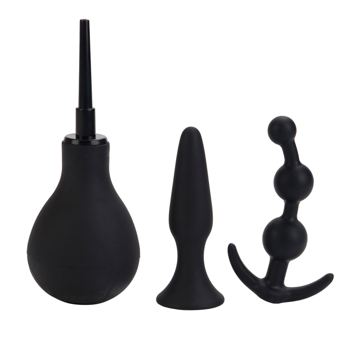 CalExotics Anal Explorer Kit - Anal Douche with Silicone Probes - Black