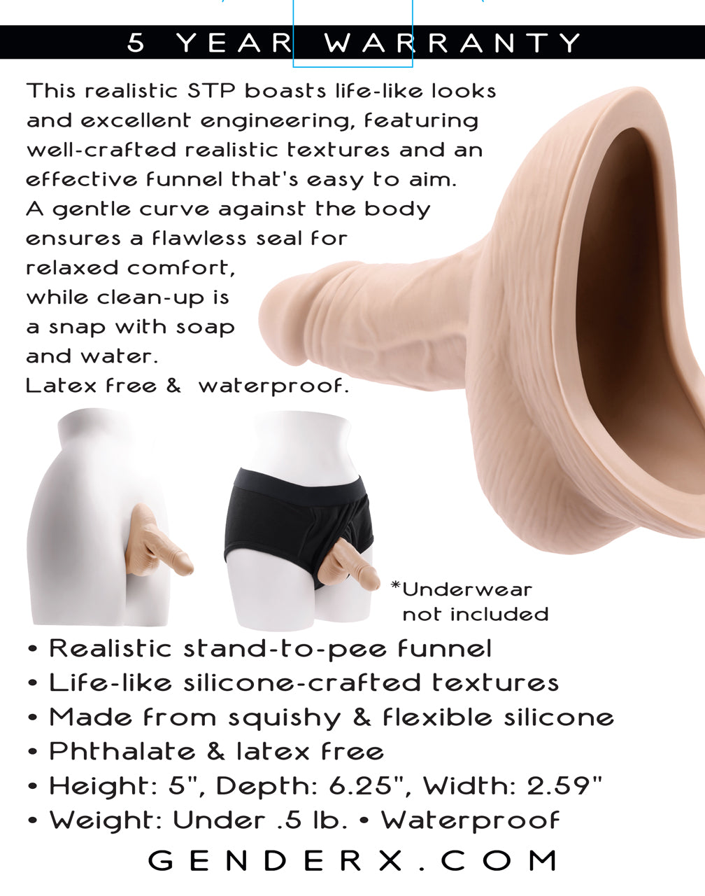 Evolved Novelties Stand to Pee Silicone - Light Funnel - Waterproof - Flexible