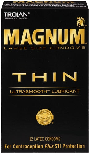 Trojan Magnum Thin Large Size Lubricated Condoms – 12 Pack