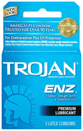 Trojan ENZ Lubricated Condoms - Premium Quality Latex - 3 Pack
