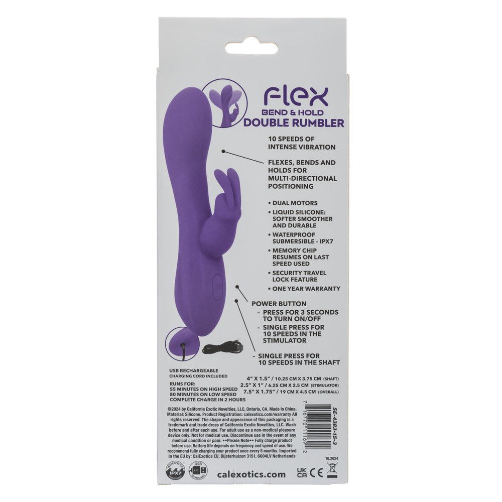 CalExotics Flex Bend & Hold Double Rumbler – Purple Dual Motor Massager