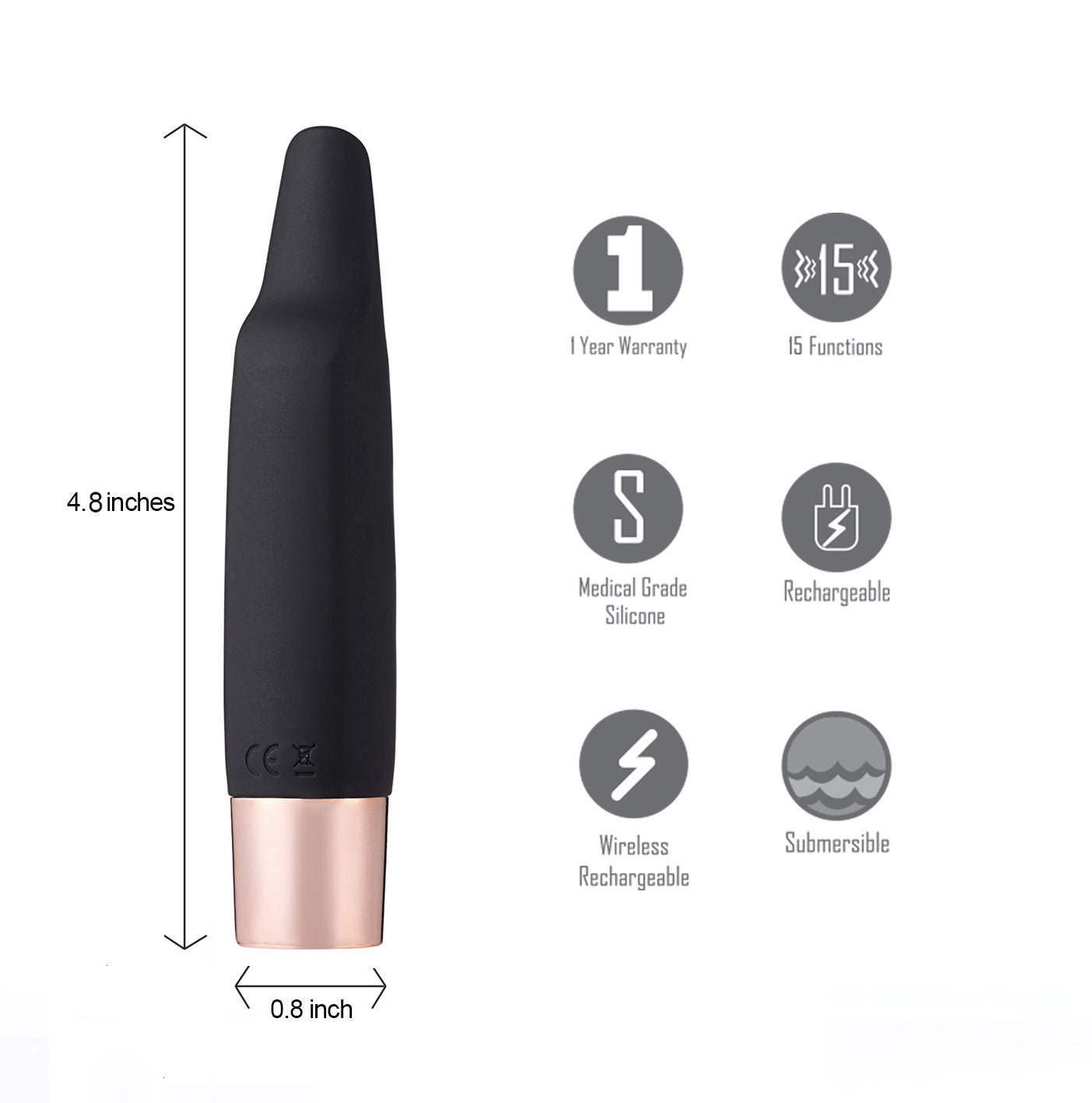 Aspen by Maia Toys 15-Function Rechargeable Wireless Flickering Tip Vibrator - Black