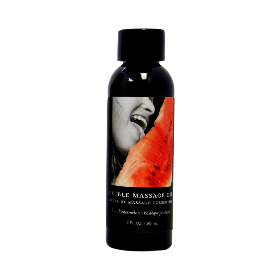 Earthly Body Edible Massage Oil Gift Set – Strawberry, Watermelon, Vanilla – 2 Fl. Oz Bottles