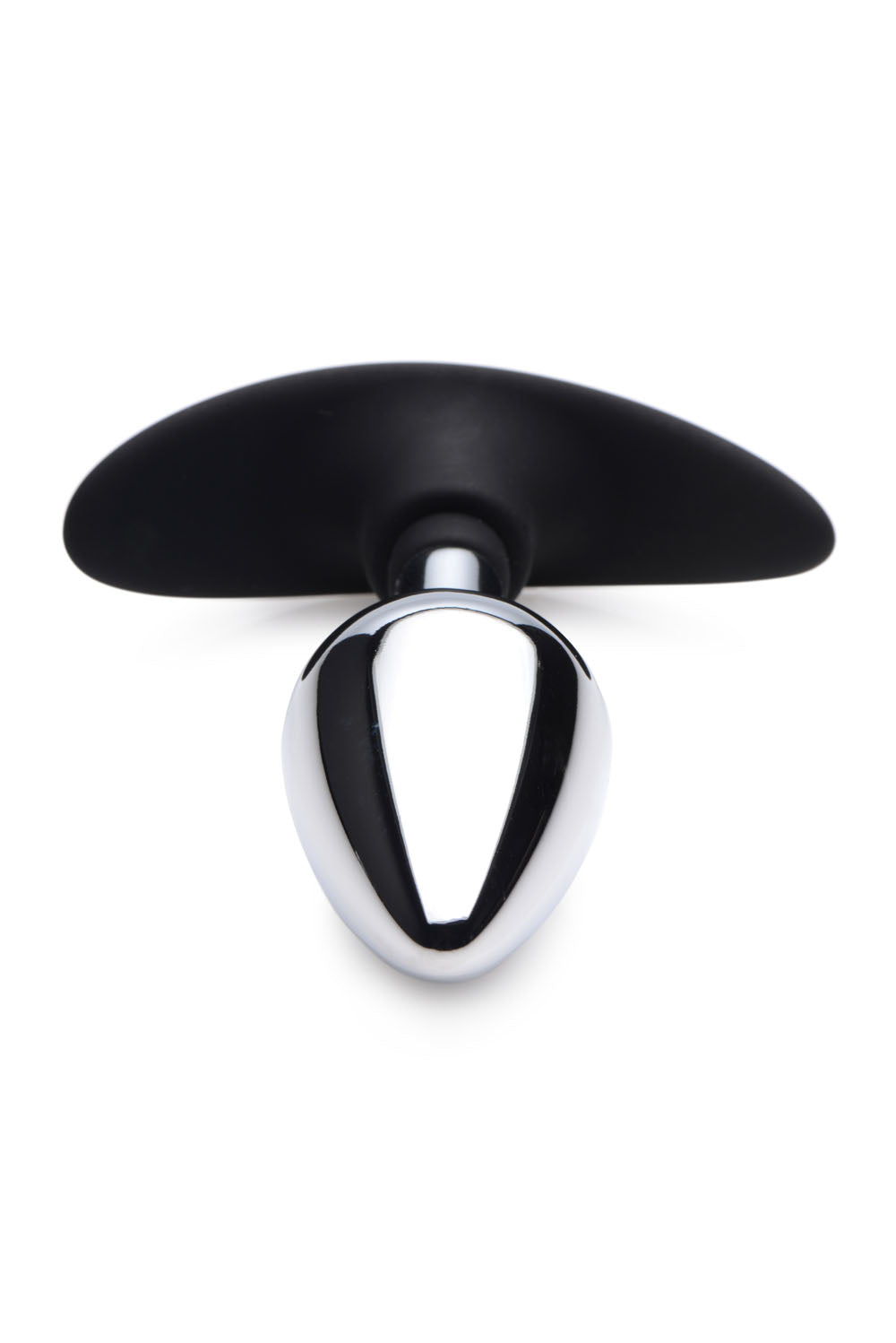 XR Brands Dark Invader Medium Metal and Silicone Anal Plug - Silver
