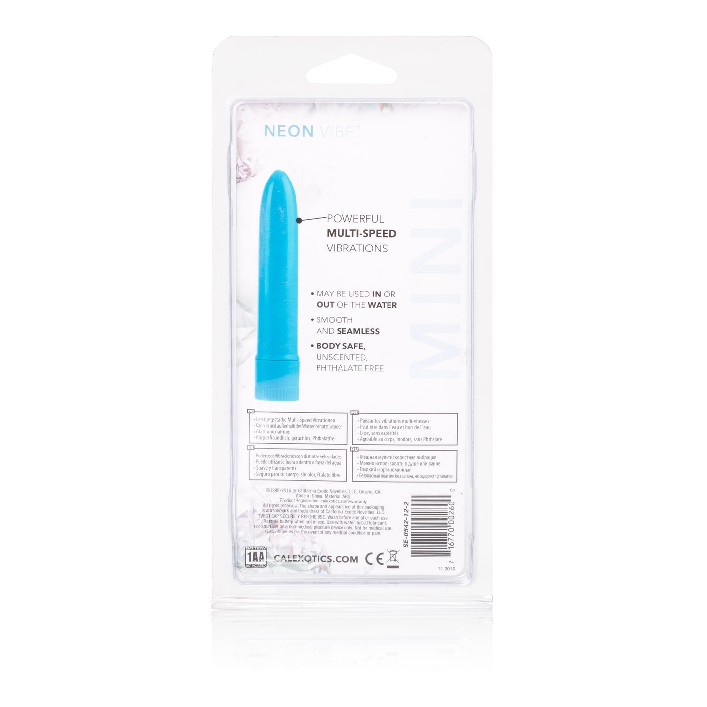CalExotics Mini Neon Multi-Speed Vibe – Blue – 4.5 Inches