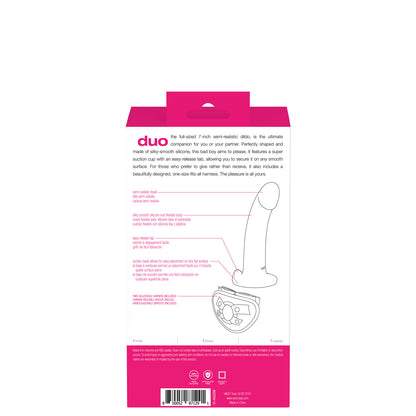 VeDO Duo Semi-Realistic Dildo with Harness – Pink/Purple