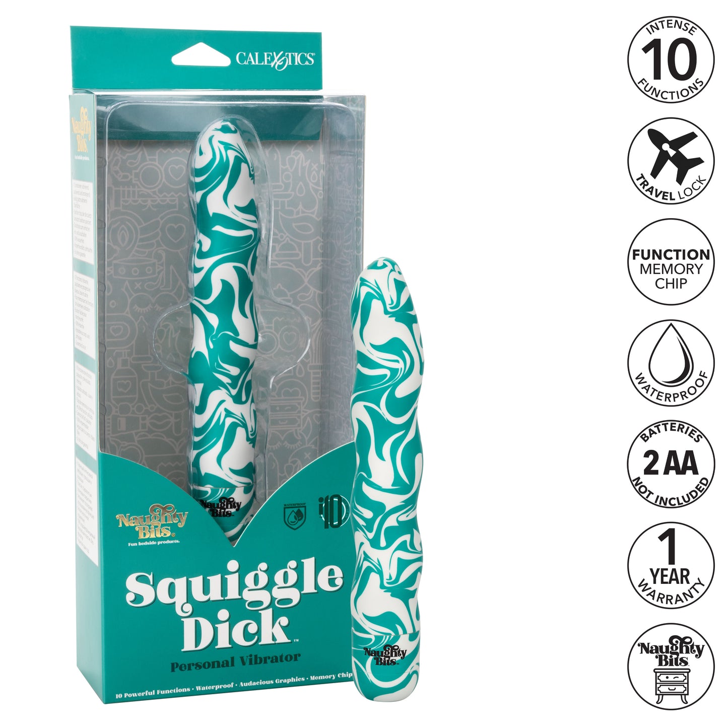 CalExotics Naughty Bits Squiggle Dick Personal Vibrator – Multi-Function Waterproof Design