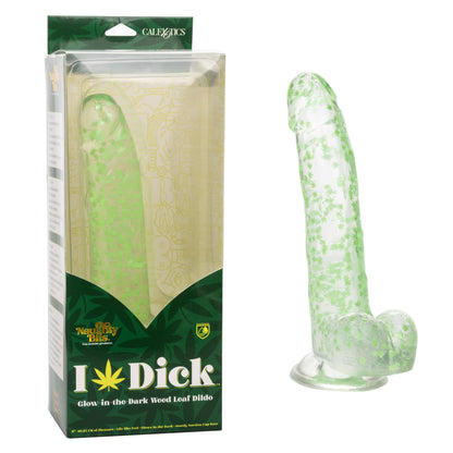CalExotics Naughty Bits I Leaf Dick Glow-in-the-Dark Dong - 8 Inch, Green