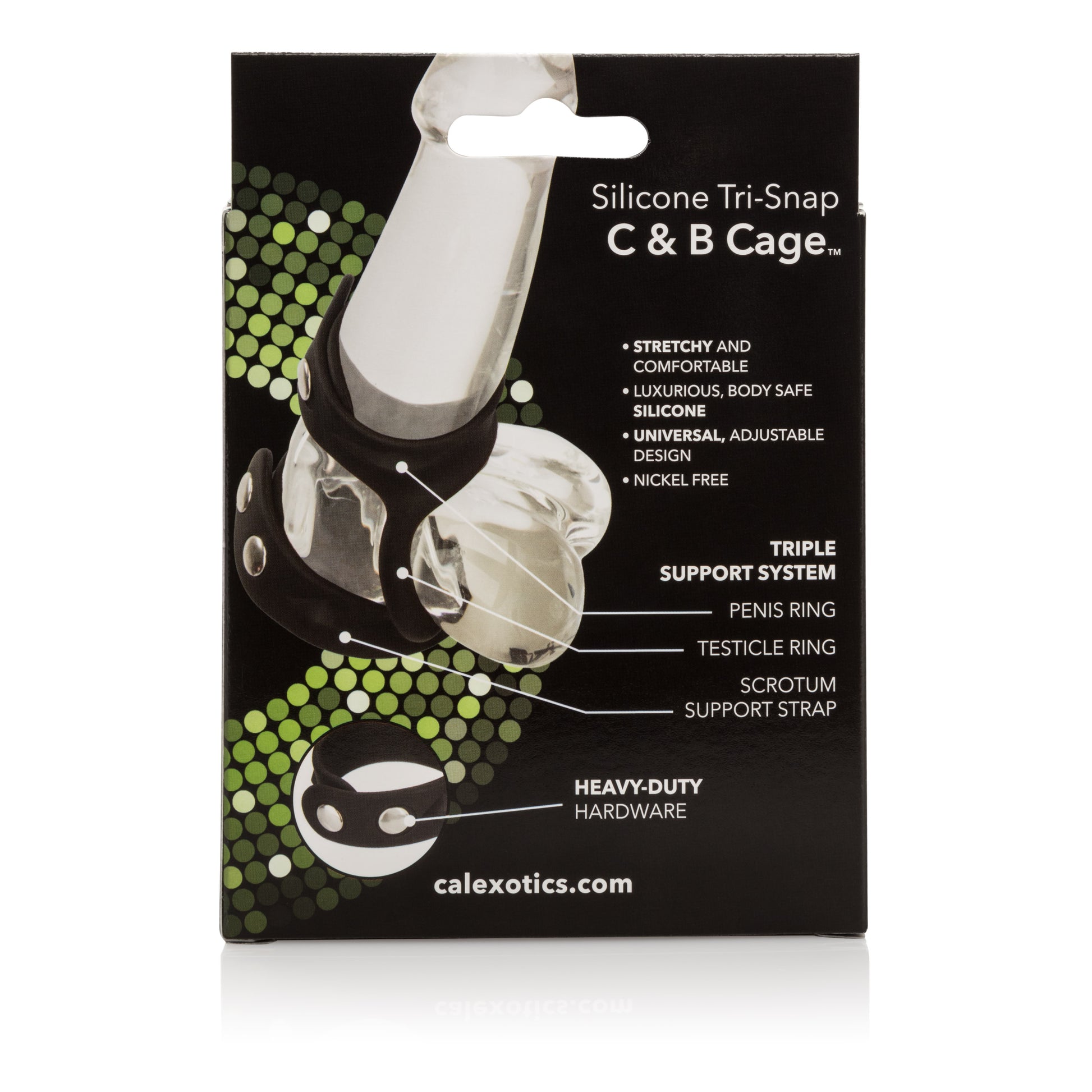 CalExotics Silicone Tri-Snap C & B Cage – Adjustable Black Silicone Enhancement Device