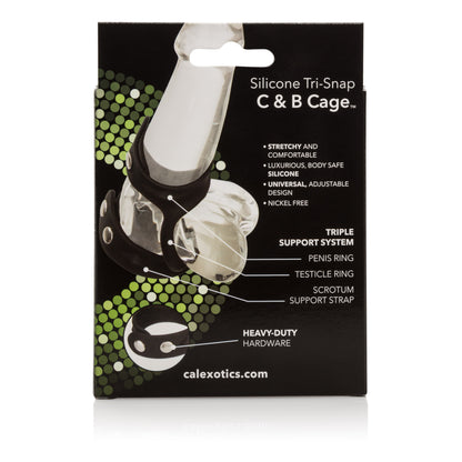 CalExotics Silicone Tri-Snap C & B Cage – Adjustable Black Silicone Enhancement Device