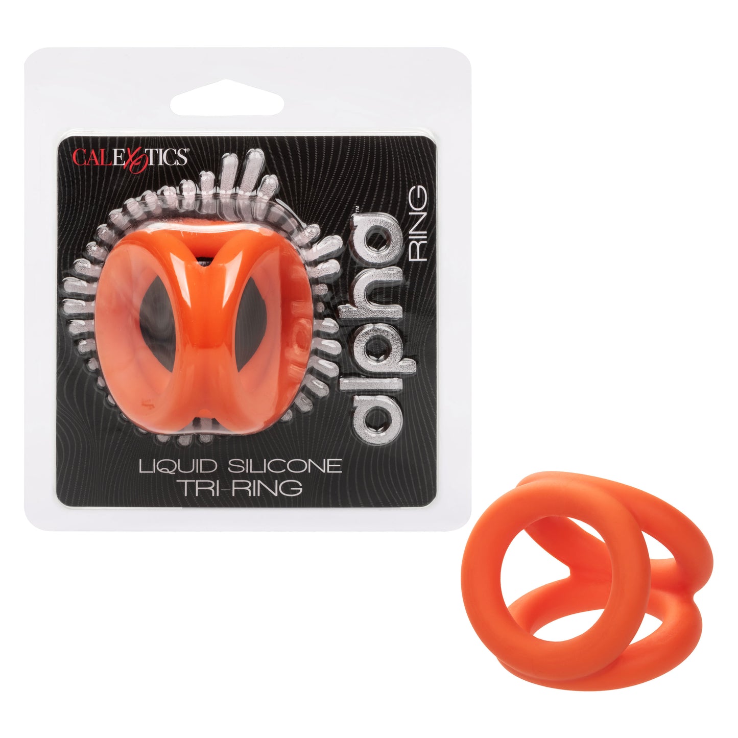 CalExotics Alpha Liquid Silicone Tri-Ring - Orange - Triple Ring Cock and Scrotum Enhancer