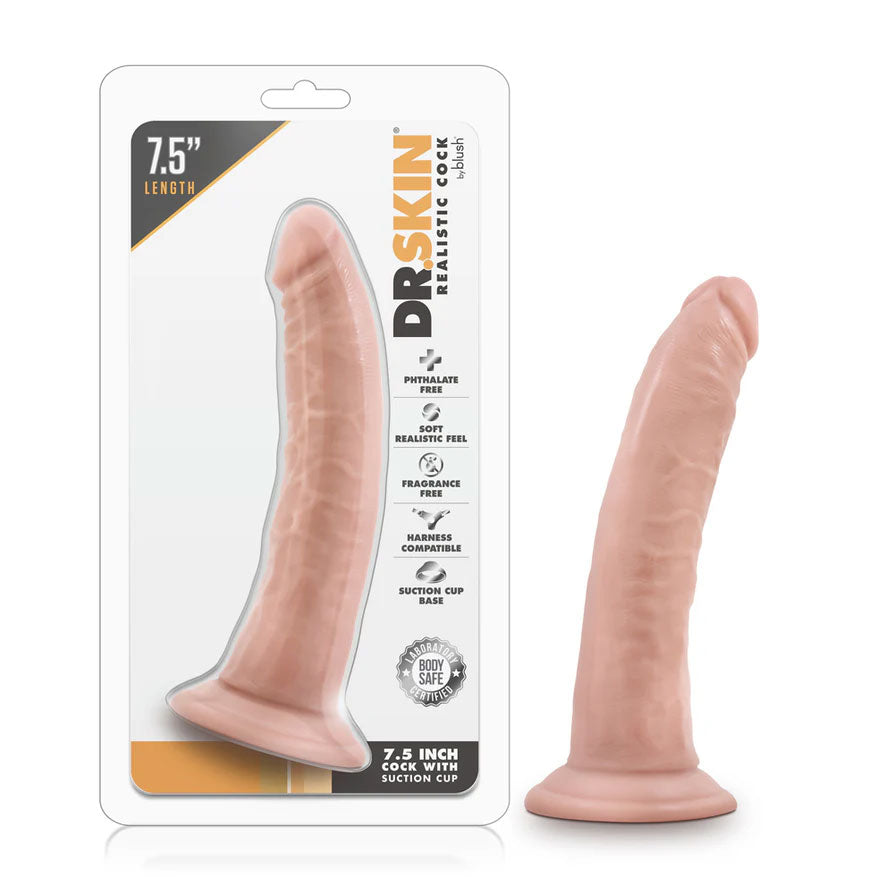 Dr. Skin 7.5 Inch Realistic Cock with Suction Cup - Vanilla