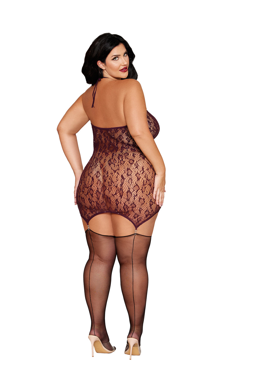 Dreamgirl Garter Slip DMND - Queen Size - Burgundy