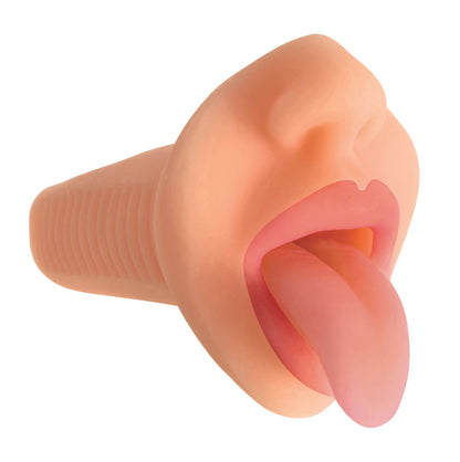 Mistress Courtney Vanilla Mouth - Deep Throat Mouth Stroker with Vibrating Bullet - Beige