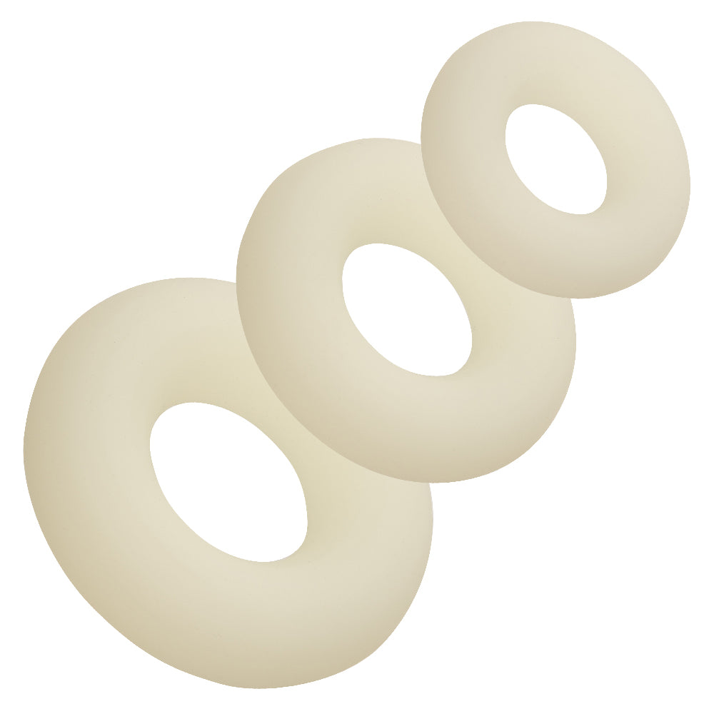 Alpha Glow-in-the-Dark Liquid Silicone 3 Ring Set – White