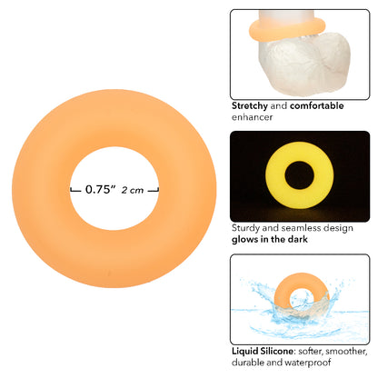 CalExotics Alpha Glow-in-the-Dark Liquid Silicone Prolong Medium Ring – Orange