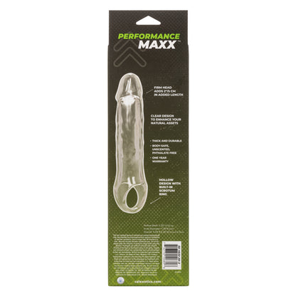 CalExotics Performance Maxx Clear Extension - 7.5 Inch - Clear - Hollow Design with Built-in Scrotum Strap