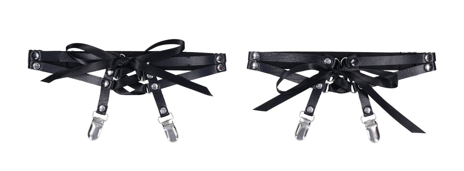 Sportsheets Laced Up Garters – Black – Fits Thighs 18" to 26"