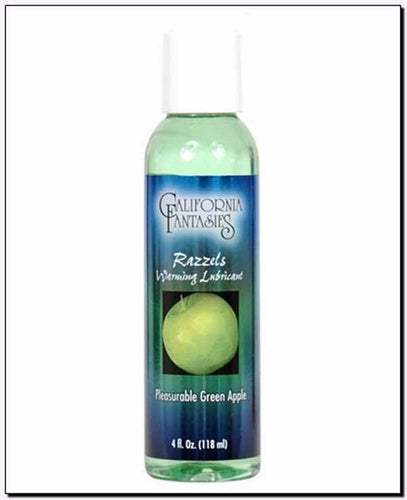 California Fantasies Razzels Warming Lubricant - Green Apple Flavor - 4 Oz