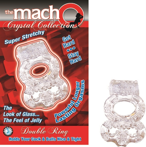 Nasstoys Macho Crystal Collection Double Ring – Clear Vibrating Cockring