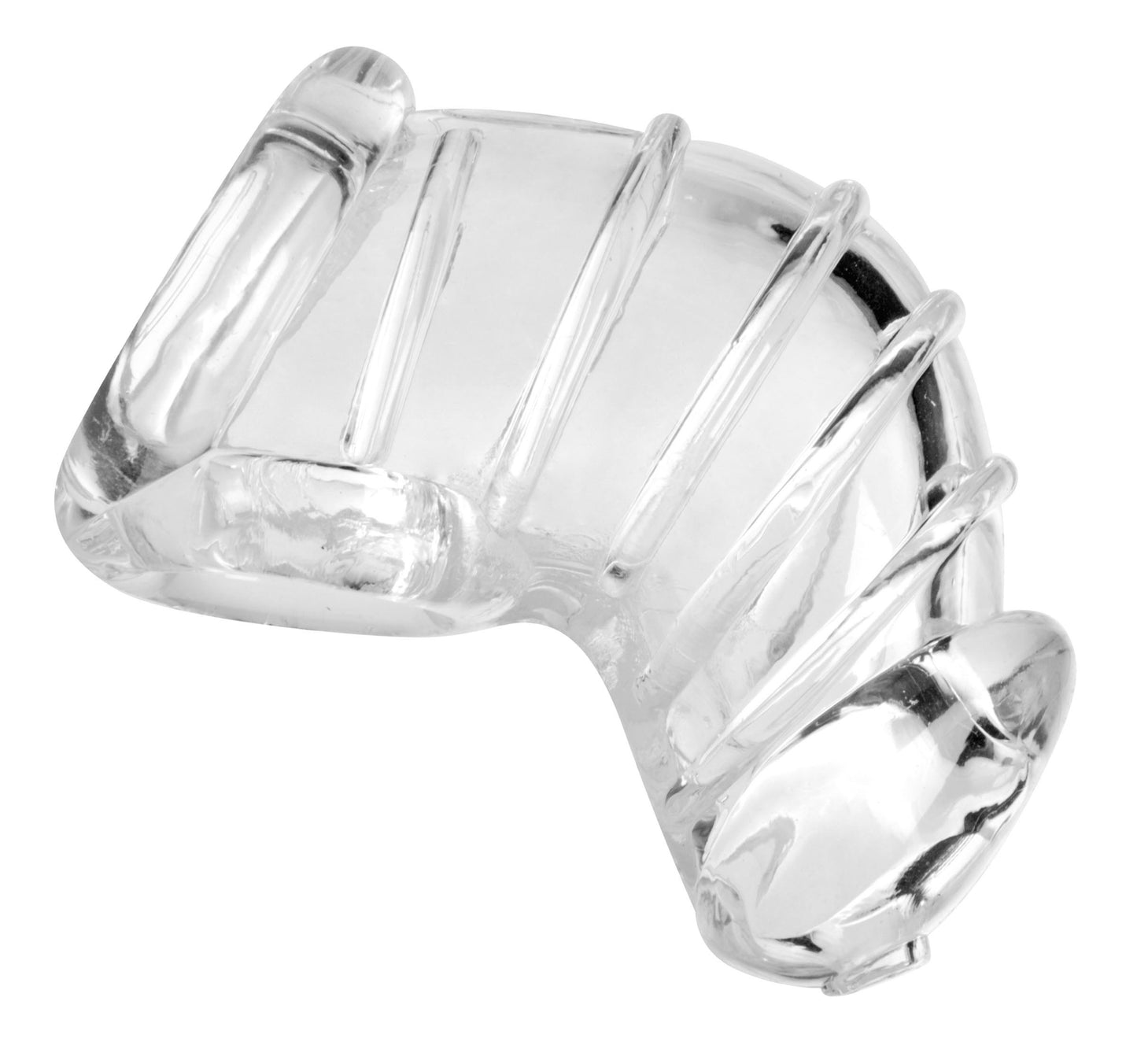 XR Brands Detained Soft Body Chastity Cage – Clear – Erection Restriction
