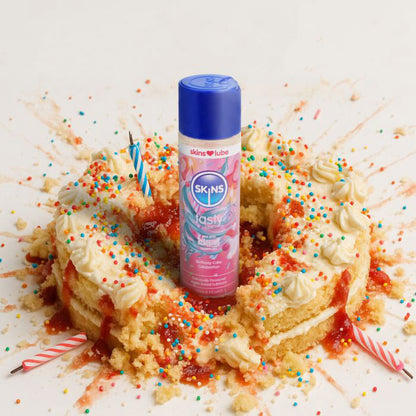 Skins Birthday Cake Water-Based Lubricant 4.4 Fl Oz – Sugar-Free, All-Natural Flavor