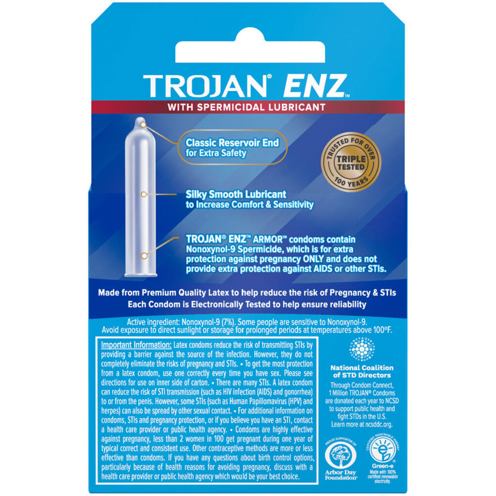 Trojan ENZ Armor Spermicidal Lubricated Condoms - 3 Pack - Latex